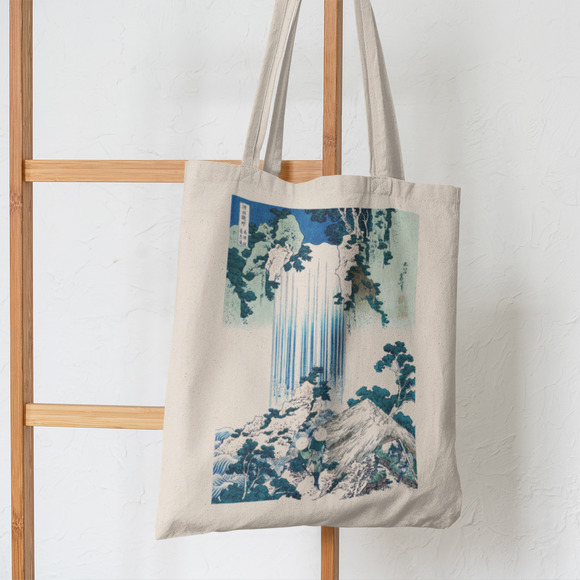 Japanese Yoro Waterfall Blue Canvas Tote - Picture 5 of 5